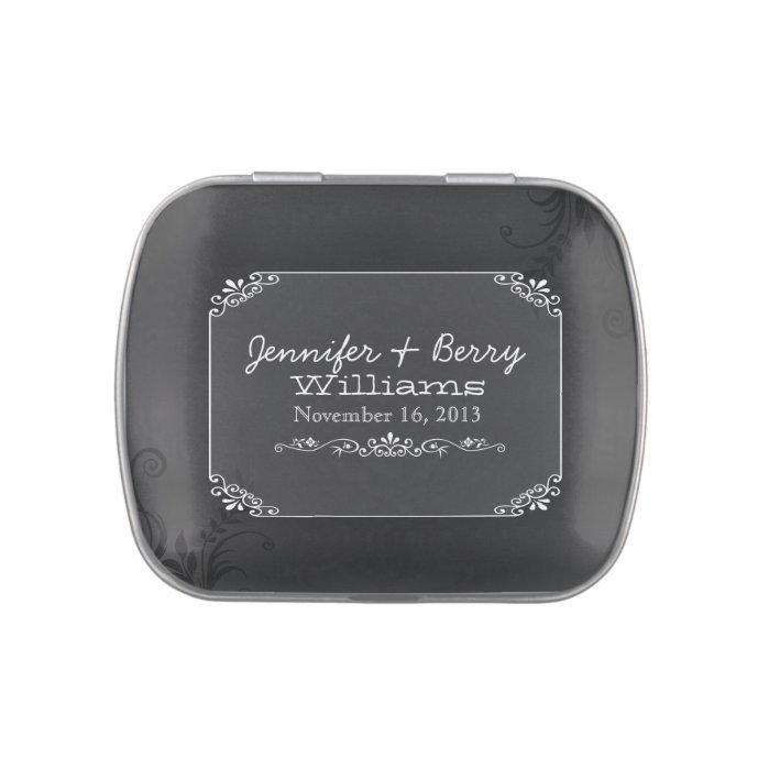 Vintage Rustic Chalkboard Custom Wedding Candy Tin