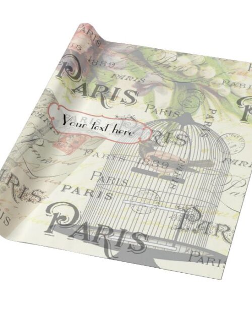 Vintage Shabby-Chic Paris Theme Wedding Customized Wrapping Paper