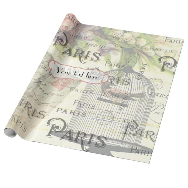Vintage Shabby-Chic Paris Theme Wedding Customized Wrapping Paper