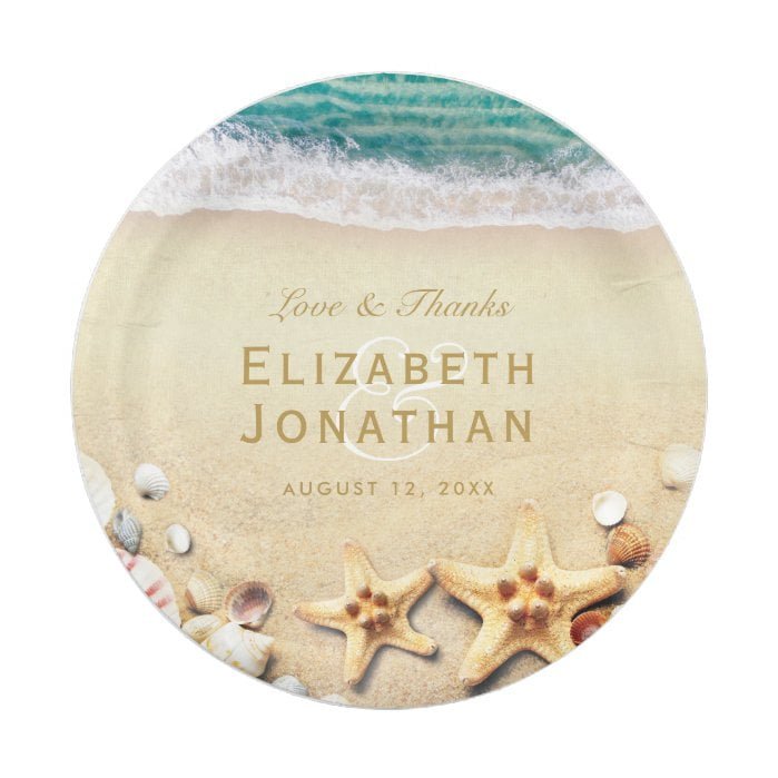 Vintage Tropical Beach Starfish Wedding Collection Paper Plate