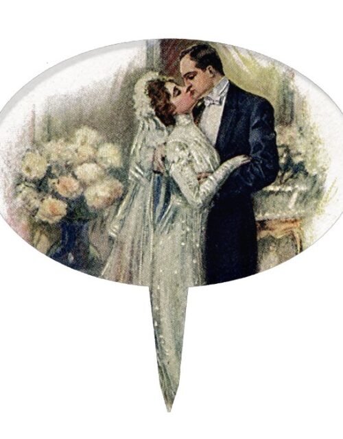 Vintage Wedding Bells Bride And Groom Cake Topper