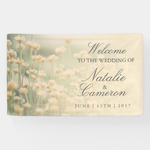 Vintage Wildflower Boho Wedding Monogram Banner