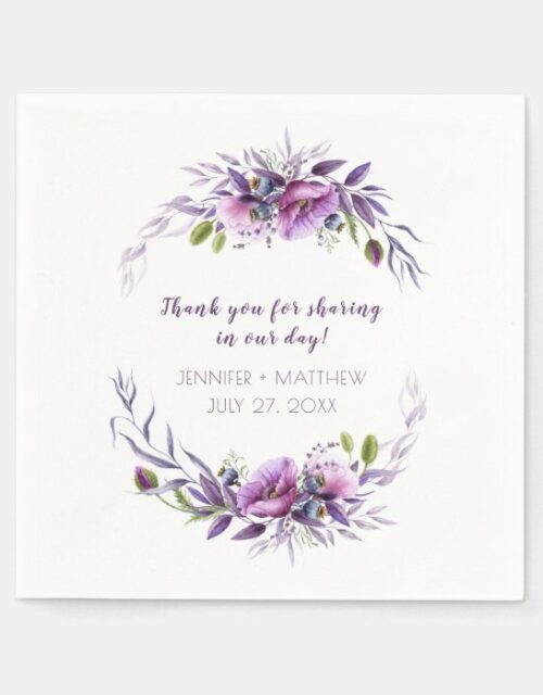 Violet Purple Lavender Wildflowers Reception | Napkins