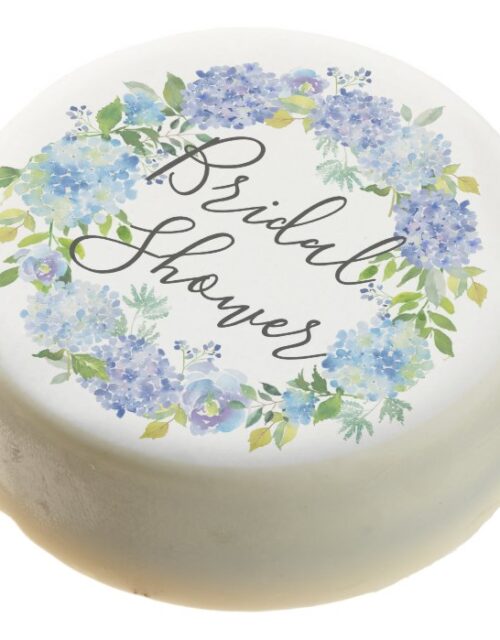 Watercolor Blue Hydrangeas Wreath Bridal Shower Chocolate Covered Oreo