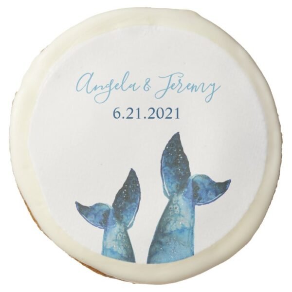 Watercolor Blue Whale Tales Sugar Cookie