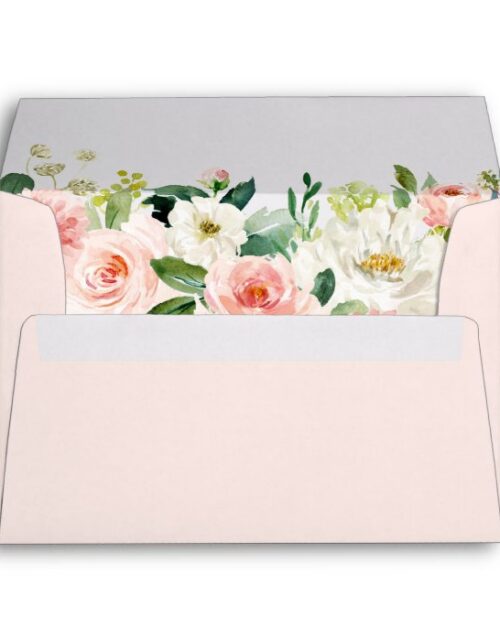 Watercolor Blush Pink Floral Return Address 5x7 Envelope