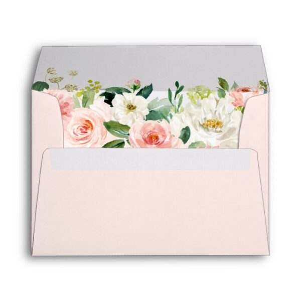 Watercolor Blush Pink Floral Return Address 5x7 Envelope