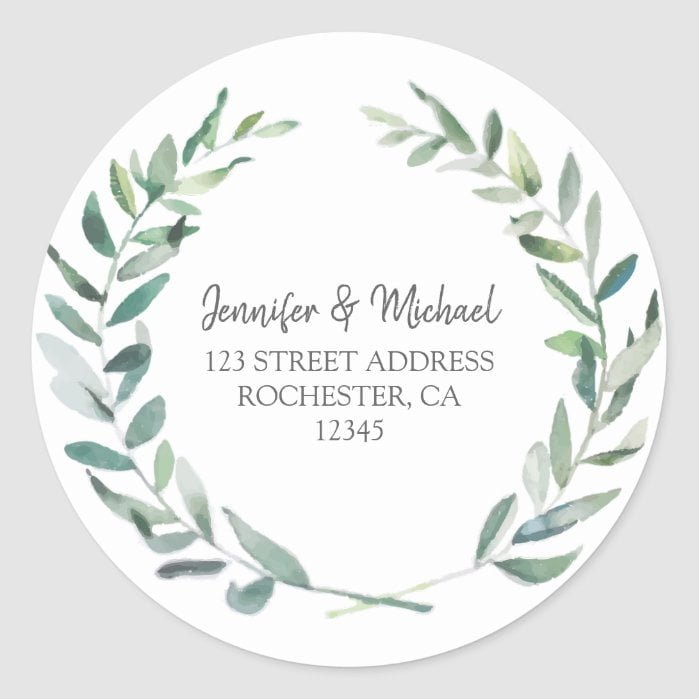 Watercolor botanical olive leaves Wedding seals