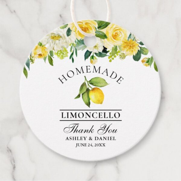Watercolor Floral Lemon Limoncello Thanks Favor Tags