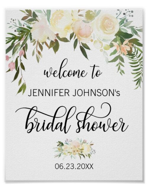 Watercolor Floral Pink Bridal Shower WELCOME SIGN