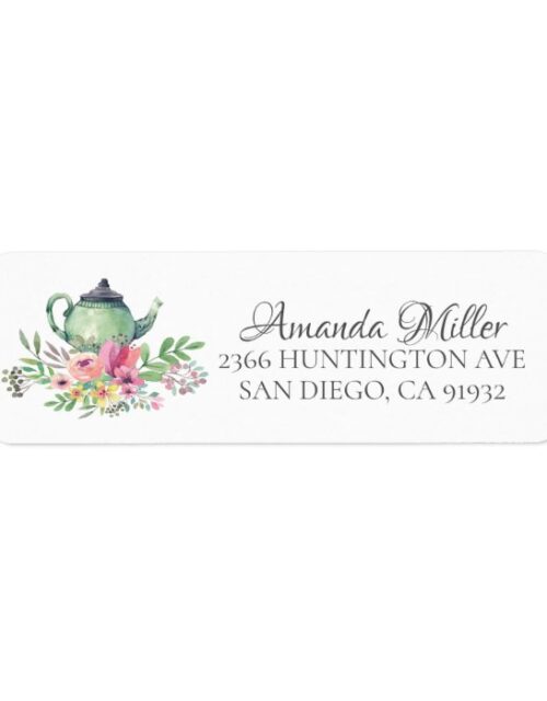 Watercolor Floral Tea Bridal Return Address Label