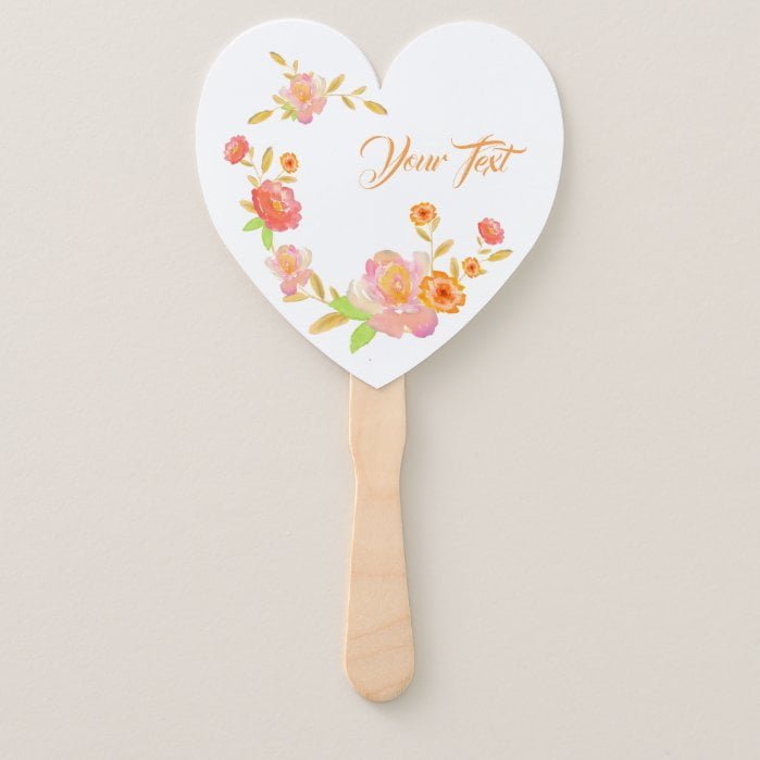 watercolor flowers wreath arrangement trendy hand fan