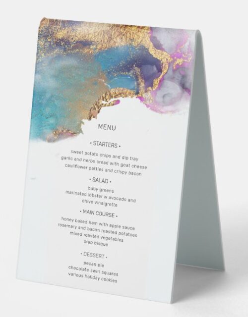 watercolor gold modern wedding table tent table tent sign
