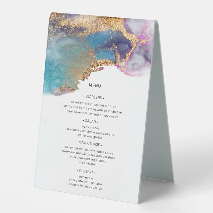 watercolor gold modern wedding table tent table tent sign