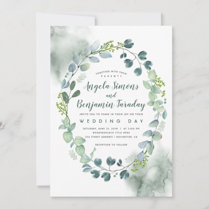 Watercolor Greenery | Elegant Eucalyptus Wedding Invitation