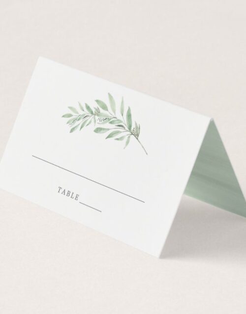 Watercolor Greenery Olive Branch Elegant Wedding Place Card