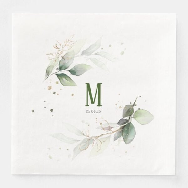 Watercolor Leaves, Modern, Greenery, Dinner Paper Dinner Napkins