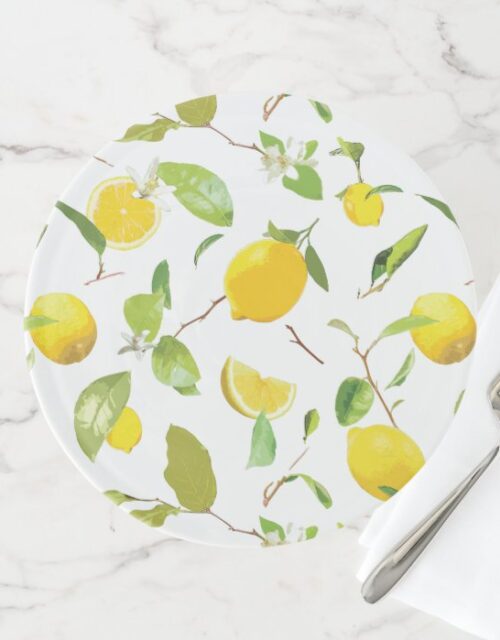 Watercolor Lemon & Leaves 2 Cake Stand