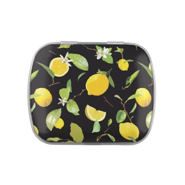 Watercolor Lemon & Leaves Candy Tin