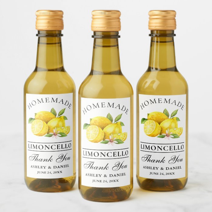Watercolor Limoncello Thanks Mini Bottle Labels