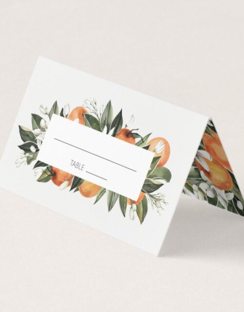 Watercolor Orange Blossom Wedding Table Place Card