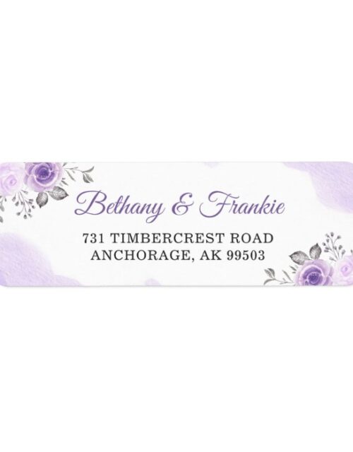 Watercolor Pastel Purple Floral Wedding Address Label
