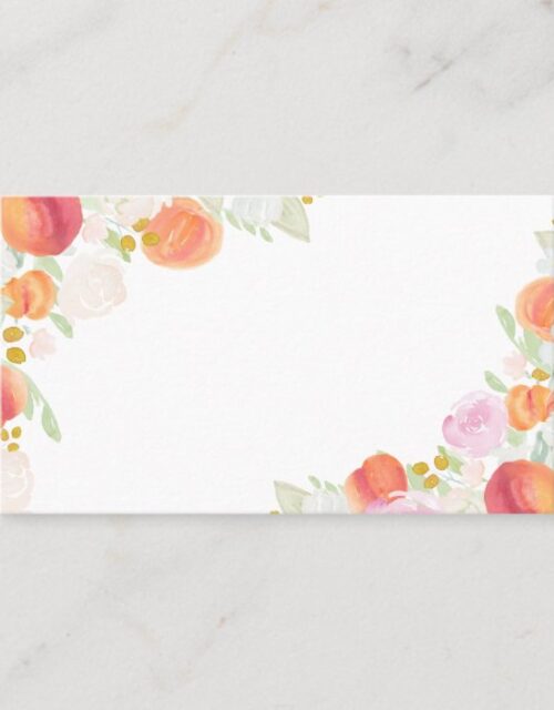Watercolor Peaches and Flowers Flat Place Card