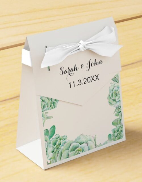 watercolor succulent wedding favor box