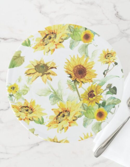 Watercolor Sunflower Cake Stand