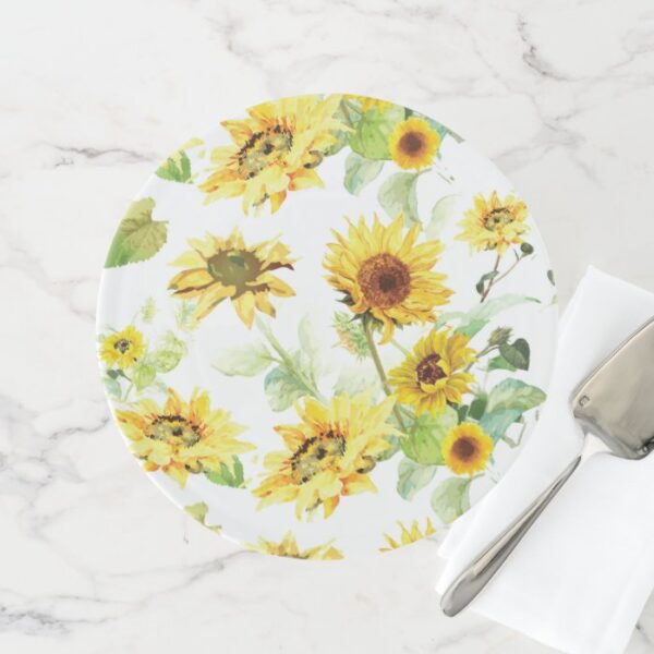 Watercolor Sunflower Cake Stand