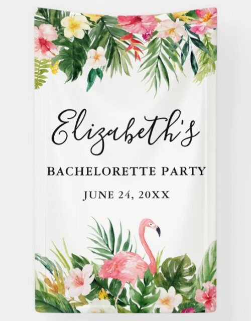 Watercolor Tropical Floral Bachelorette Party Banner
