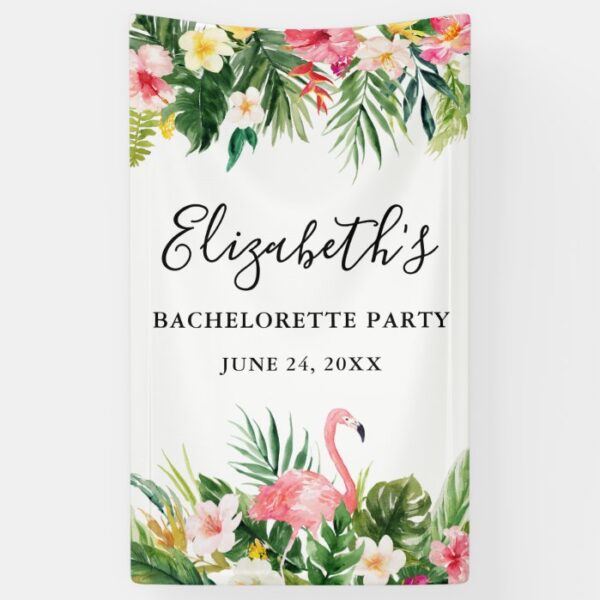 Watercolor Tropical Floral Bachelorette Party Banner