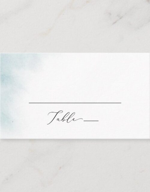 Watercolor Wash | Blue Flat Wedding Place Card