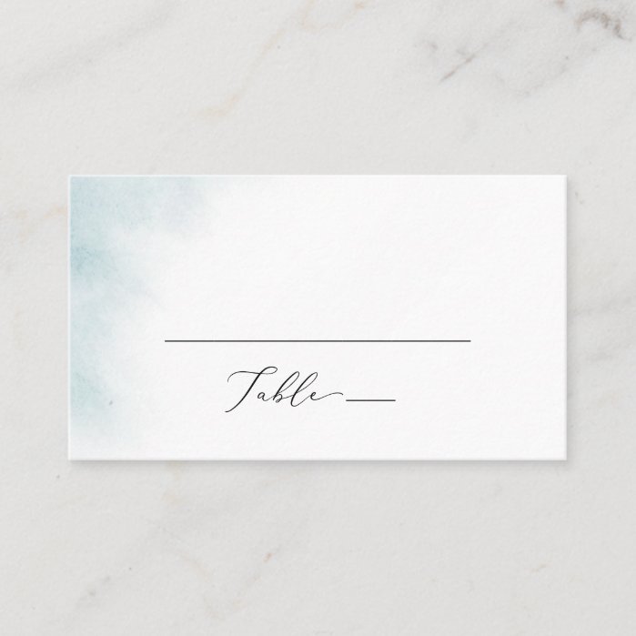 Watercolor Wash | Blue Flat Wedding Place Card