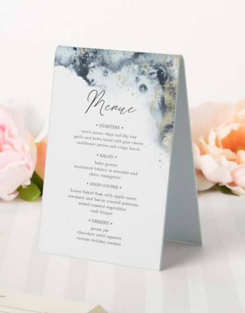 watercolor waves table number and wedding menue table tent sign