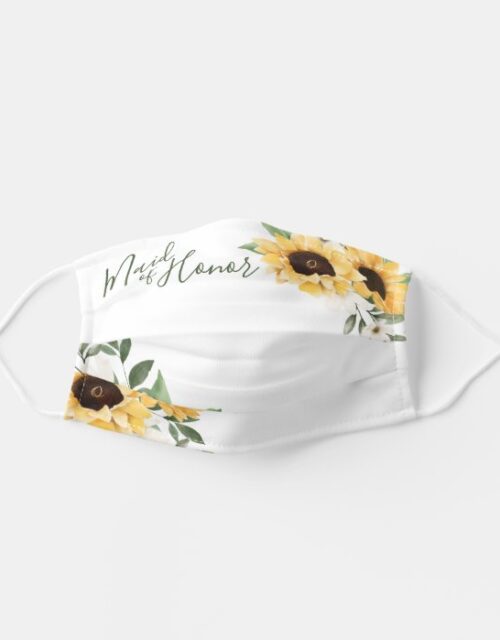 Watercolor Yellow Sunflower Maid of Honor Adult Cloth Face Mask