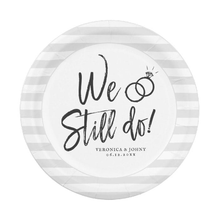 We Still Do | Anniversary Party Script Lettering Paper Plate