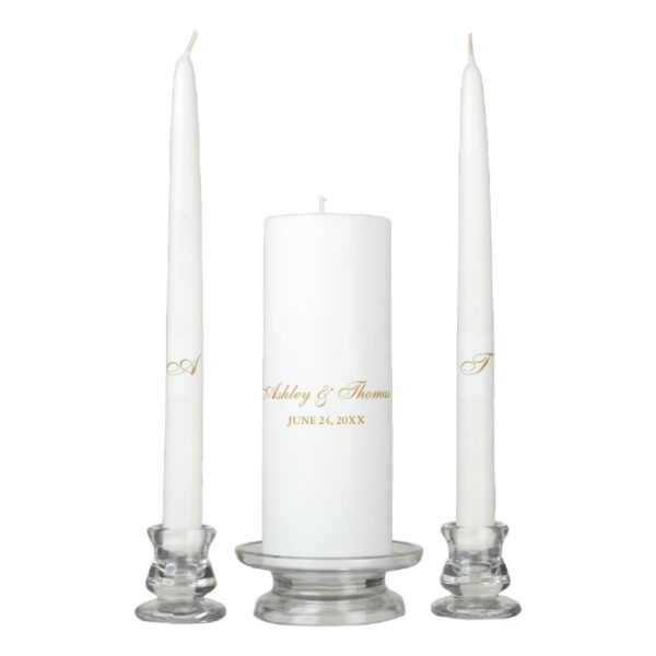 Wedding Bride and Groom Names Date Initials Unity Candle Set