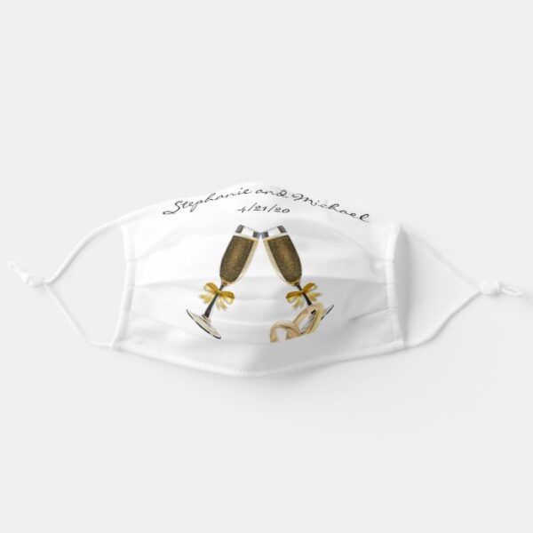 Wedding Champagne Rings Bride Groom Adult Cloth Face Mask