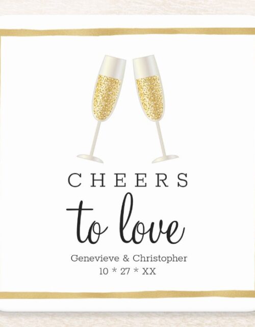 Wedding Coaster | Gold Cheers to Love Champagne