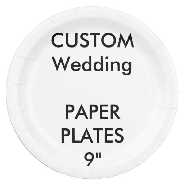 Wedding Custom Large Luncheon Paper Plates 9"