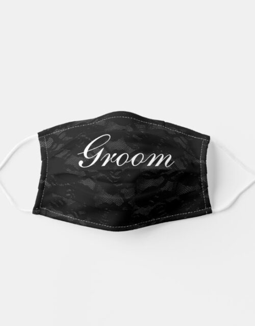 Wedding Day Groom Black Lace Adult Cloth Face Mask