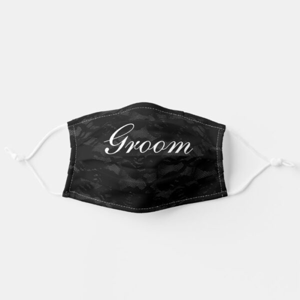 Wedding Day Groom Black Lace Adult Cloth Face Mask