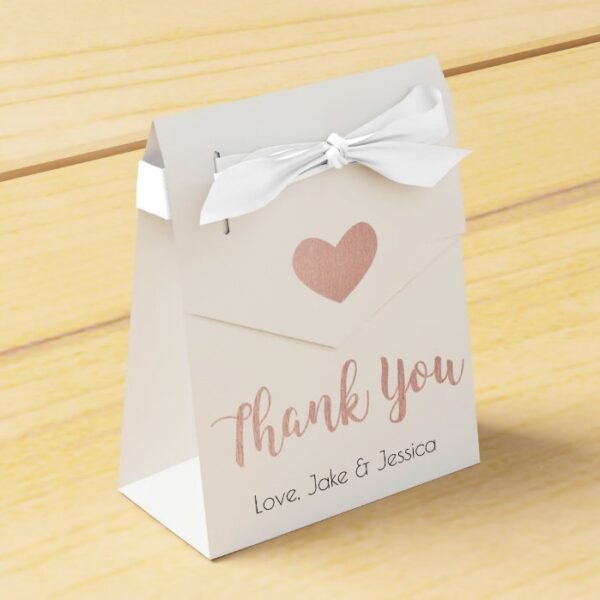 Wedding Favor Box with Rose Gold Thank You