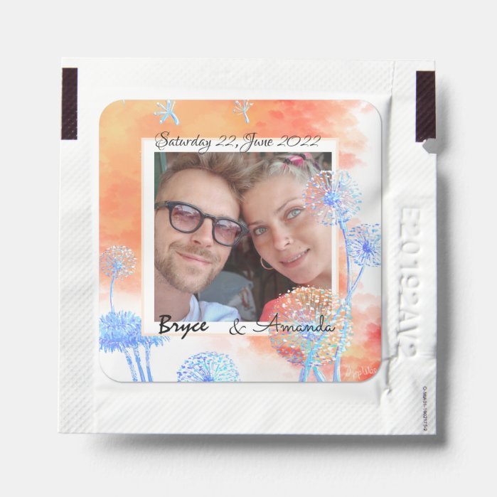Wedding favor Dandelion and watercolor clouds Hand Sanitizer Packet