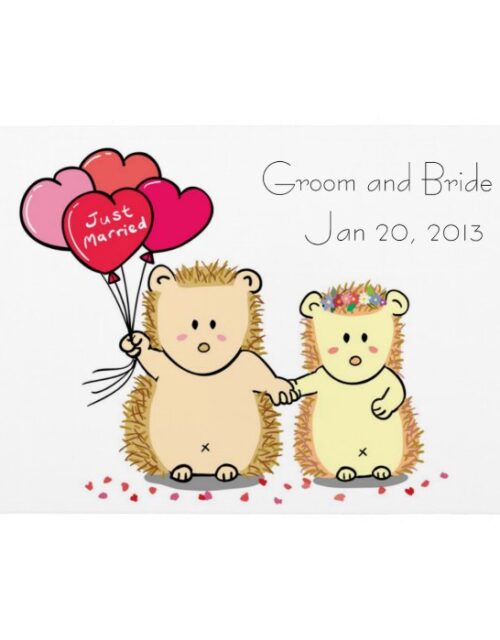 Wedding Favor Magnet - Cute hedgehog couple
