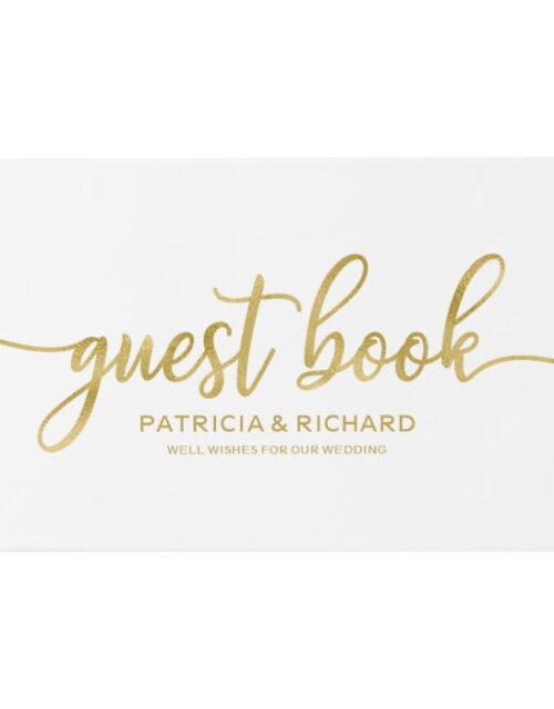 Wedding Guest Book Faux Foil Gold Chic Calligraphy