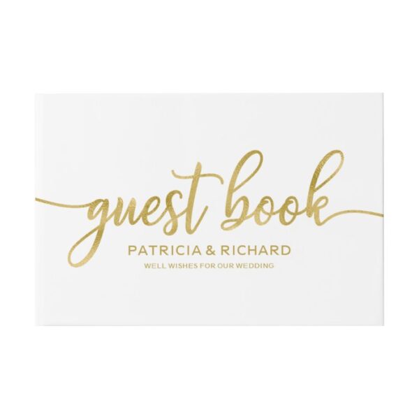 Wedding Guest Book Faux Foil Gold Chic Calligraphy