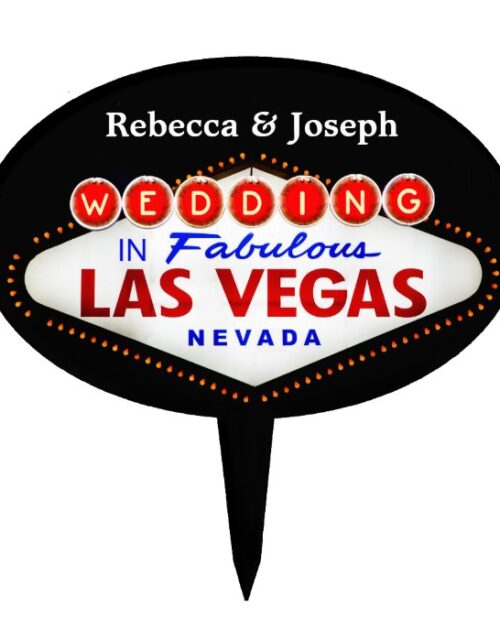 Wedding in Fabulous Las Vegas Neon Sign Poker Cake Topper