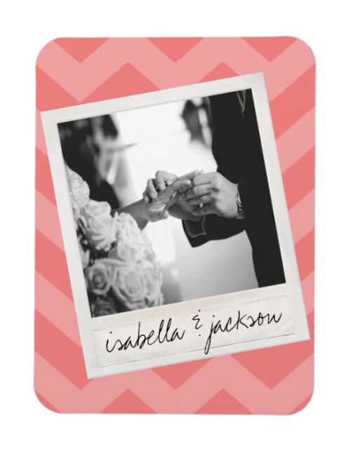 Wedding Instagram Photo Retro frame Custom Text Magnet